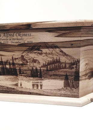 Custom Engraved Handmade Personalized Mountain Scene Urn
