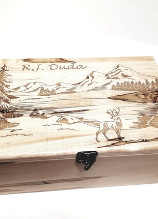 Personalized Mountains and Deer Memory Box