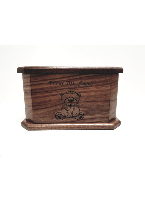 Teddy Bear Infant Urn Add text, Personalized Handmade Laser Engraved Custom Small Urn