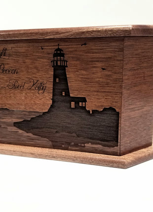 Custom Engraved Handmade Personalized Lighthouse Urn, Nautical Urn, Coastal Urn, Fisherman Urn, Crabber Urn