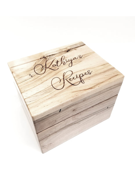 Recipe Card Box Add Text,  Personalized Custom Laser Engraved Kitchen Recipe Card Box, 6"x4" Recipe Card Storage Holder
