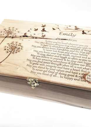 Personalized Dandelion and Birds Memory Box