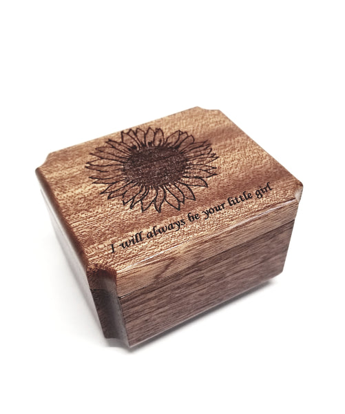 Engraved Handmade Personalized Mini Sunflower Urn, Small Urn, Sharable Urn, Pocket Urn, Flower Urn