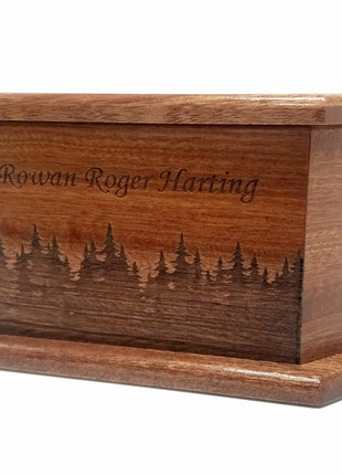 Engraved Handmade Personalized Forest Design Pet Urn, Small Urn, Urn for Pet, Dog Urn, Hunting Dog Urn