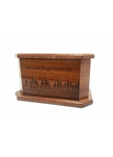 Forest Design Pet Urn Add Text, Handmade Personalized Custom Laser Engraved Wooden Small Urn