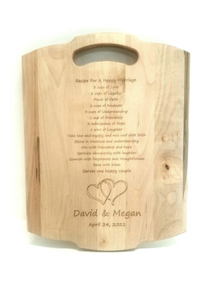 Personalized Recipe for a Happy Marriage Wood Cutting Board