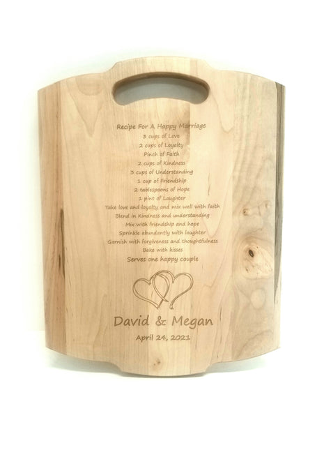 Happy Marriage Recipe Cutting Board Add Text, Personalized Custom Wooden Laser Engraved
