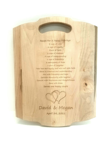Personalized Recipe for a Happy Marriage Wood Cutting Board