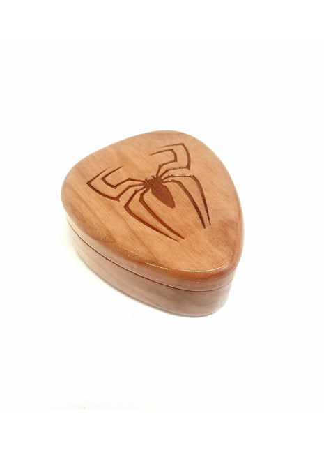 Spider Design Pick Box Add Text, Custom Laser Engraved Handmade Pick Box