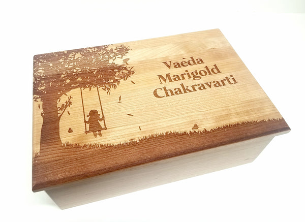 Personalized Little Girl on Swing Memory Box