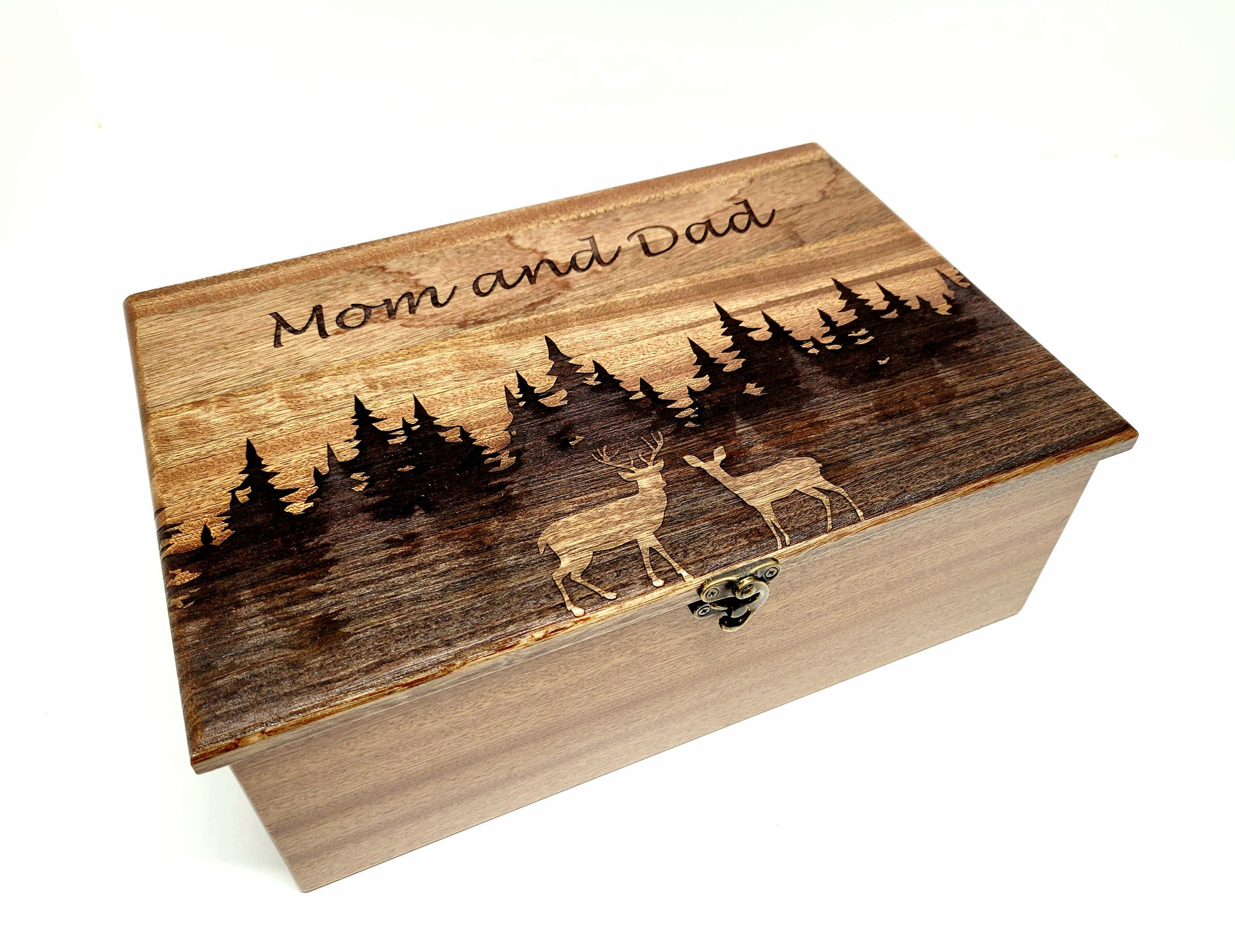 Personalized Buck and Doe Deer Memory Box