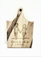 Personalized Hand Made Young Love Couple Wooden Cheese Board, Custom Text Wood Cheese Board