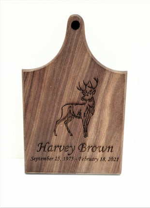 Personalized Hand Made Deer Buck Wooden Cheese Board, Custom Text Wood Cheese Board