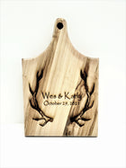 Personalized Hand Made Antler Cheese Board, Custom Text Wood Cheese Board