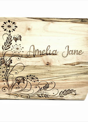 Personalized Custom Floral Wood Cutting Board