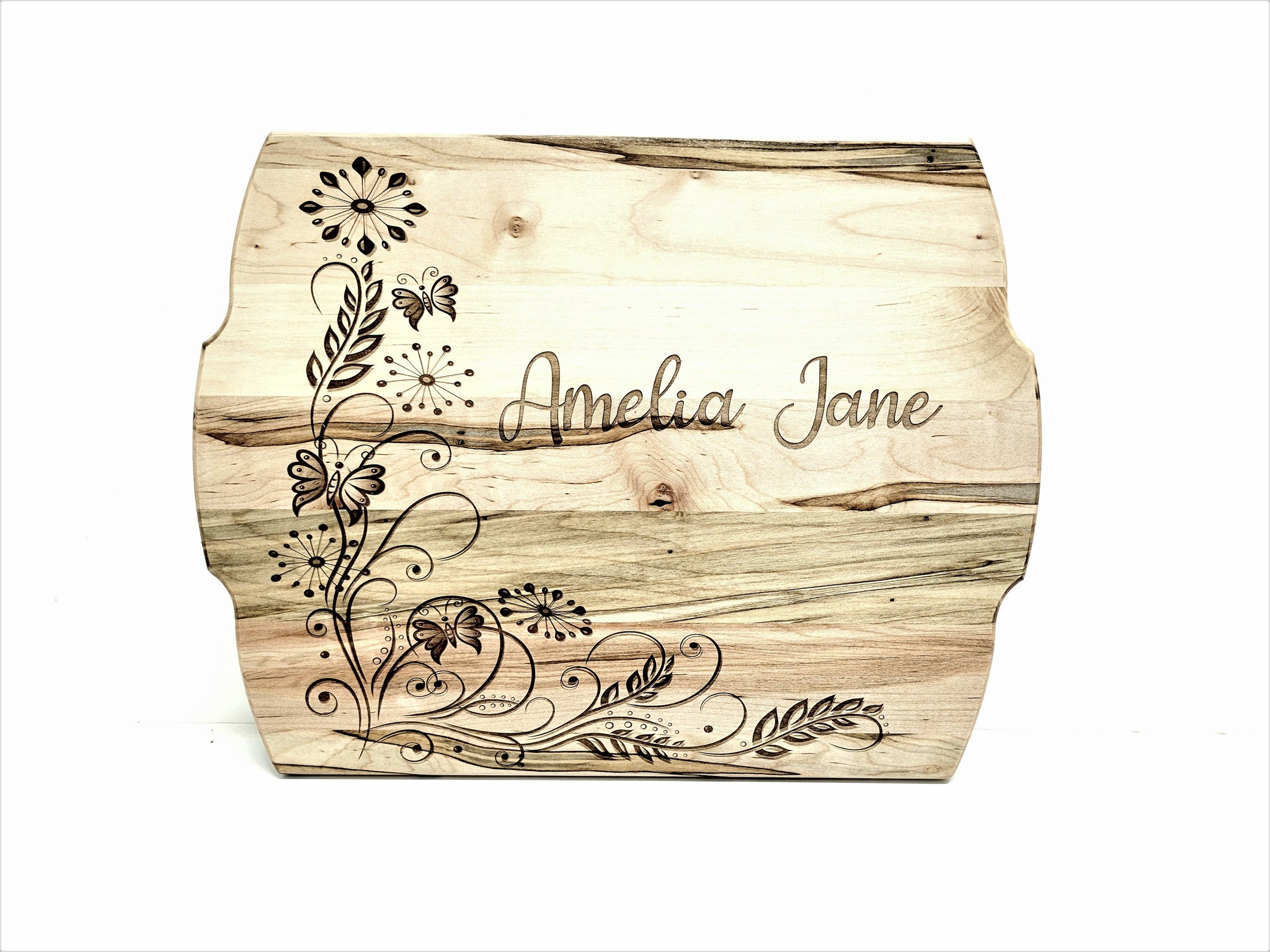 Personalized Custom Floral Wood Cutting Board