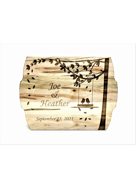 Love Birds Cutting Board Add Text, Personalized Custom Wooden Laser Engraved