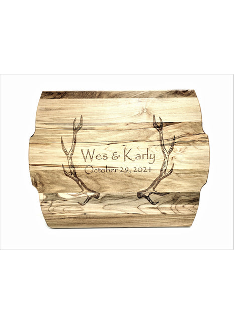 Antlers Cutting Board Add Text, Personalized Custom Wooden Laser Engraved