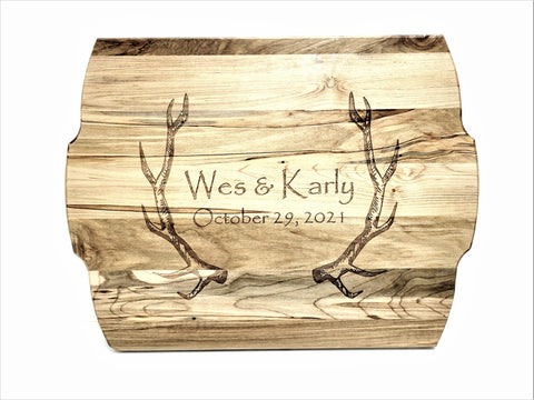 Personalized Custom Antlers Wood Cutting Board