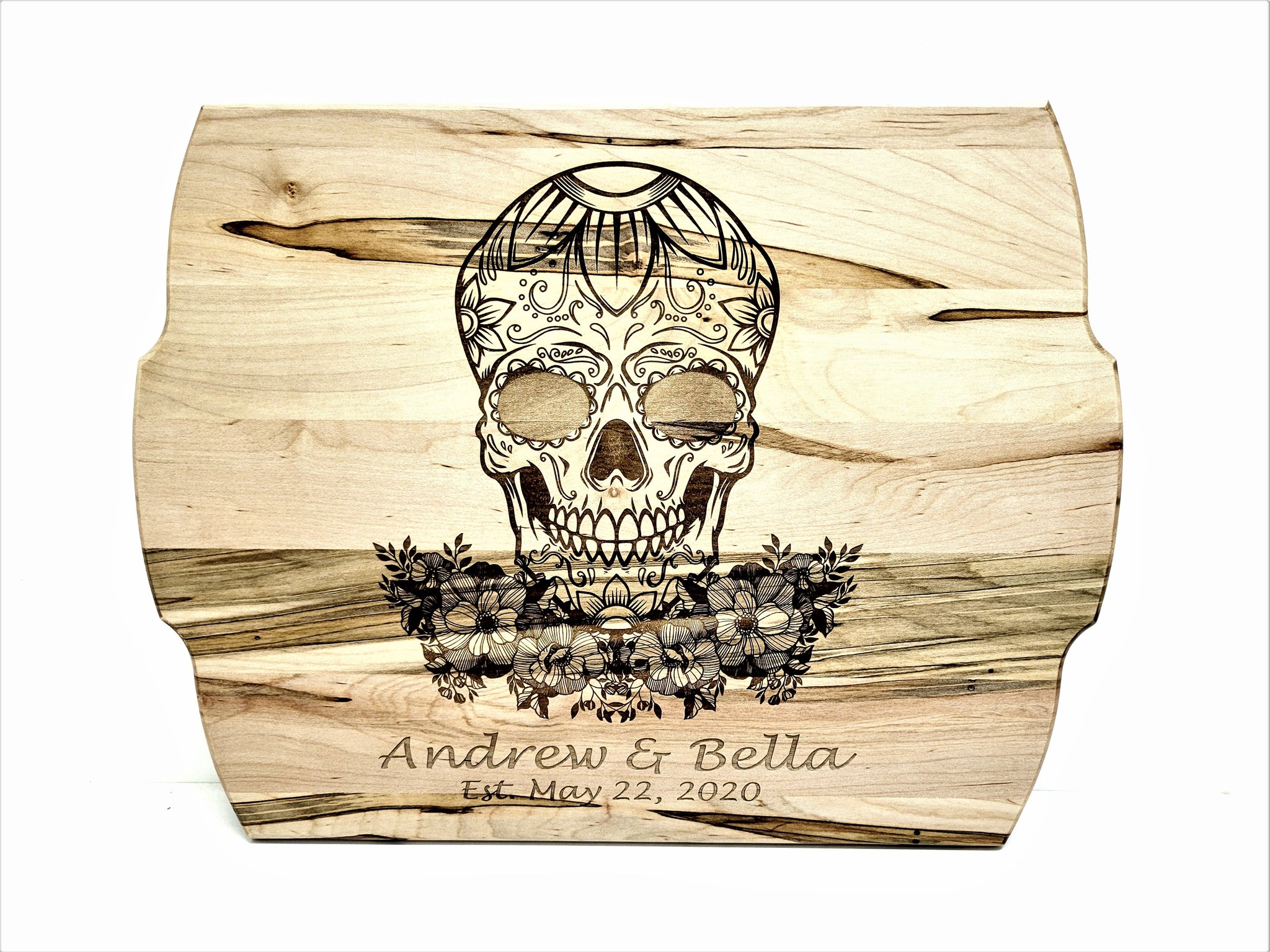 Personalized Custom Sugar Skull Wood Cutting Board