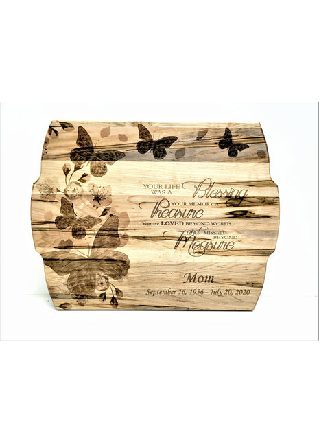 Butterflies Cutting Board Add Text, Personalized Custom Wooden Laser Engraved