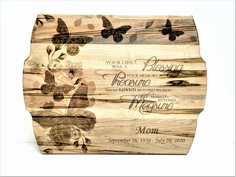 Personalized Custom Butterflies Wood Cutting Board
