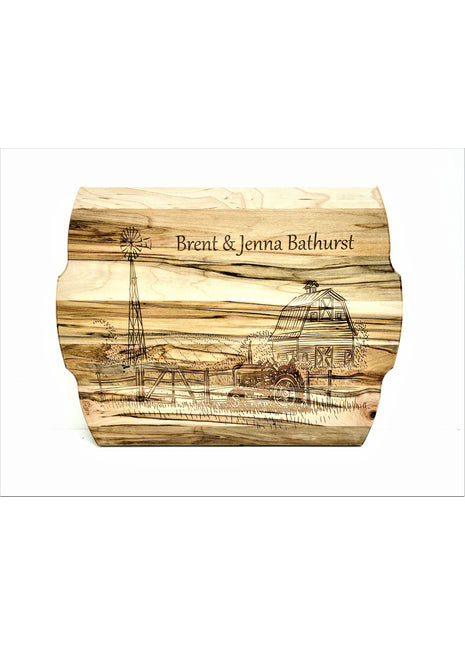 Farm Country Cutting Board Add Text, Personalized Custom Wooden Laser Engraved