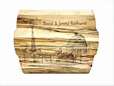 Personalized Custom Farm Country Wood Cutting Board