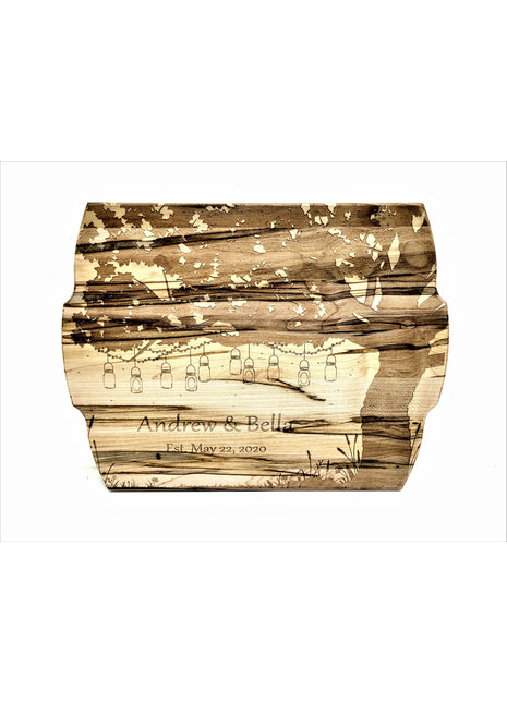 Mason Jar Tree Cutting Board Add Text, Personalized Custom Wooden Laser Engraved