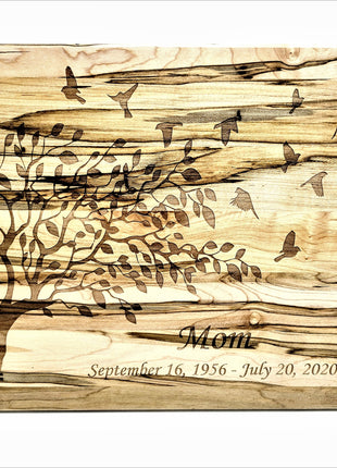 Personalized Custom Tree with Birds Memorial Wood Cutting Board