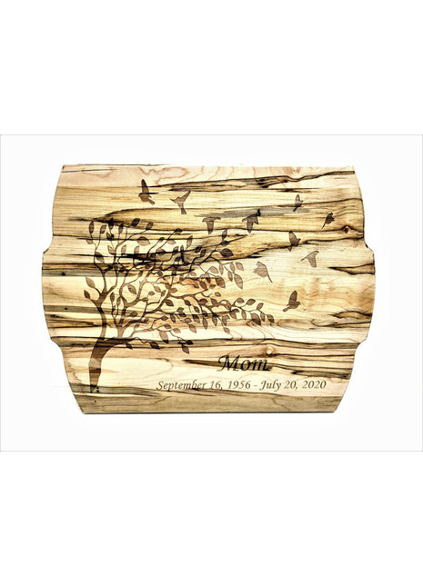 Tree with Birds Memorial Cutting Board Add Text, Personalized Custom Wooden Laser Engraved
