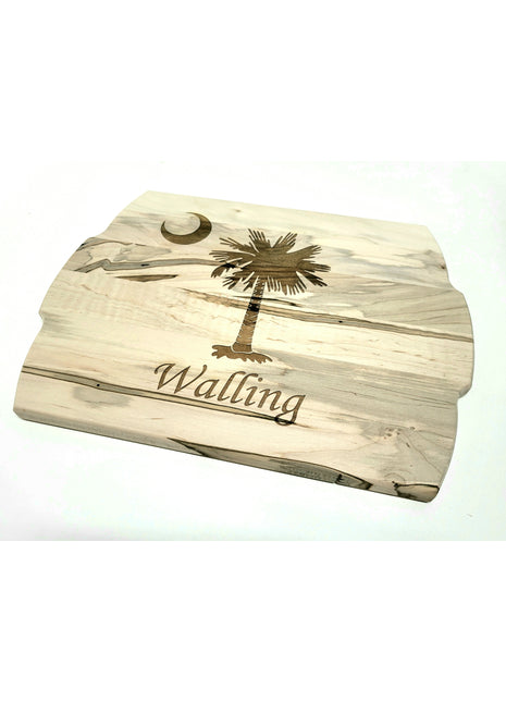 Palmetto Tree Crescent Moon Cutting Board Add Text, Personalized Custom Wooden Laser Engraved