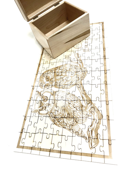 Custom Engraved Personalized Owl Couple Jigsaw Puzzle with Engraved Storage Box