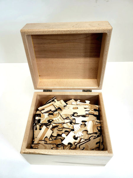 Custom Engraved Personalized Mountain Scene Jigsaw Puzzle with Engraved Storage Box