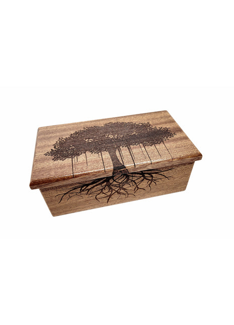 Banyan Tree of Life Music Box Add Text, Personalized Custom Laser Engraved Traditional Wind Up Handmade Wood Music Box