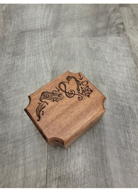 Davy Jones Lullaby Mini Music Box Add Text, Personalized Handmade Custom Wood Small Wind Up Music Box