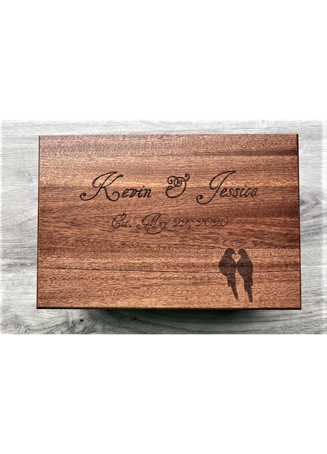 Love Doves Birds Memory Box Add Text, Personalized Handmade Custom Wood Memorial Laser Engraved Box