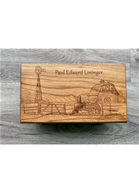 Farm with Barn Electronic Music Box Add Text, Personalized Handmade Custom Wood Laser Engraved Music Box