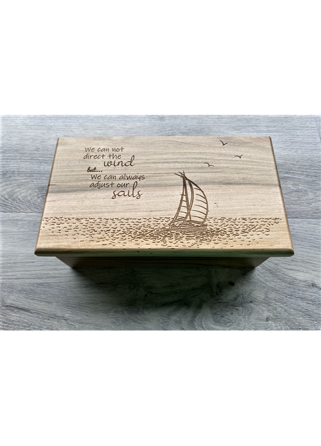 Sailboat Electronic Music Box Add Text, Personalized Handmade Custom Wood Laser Engraved Music Box
