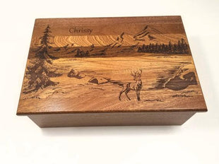 Personalized Mountains and Deer Memory Box