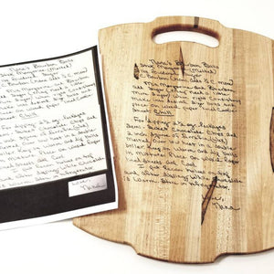 Handwritten Recipe Cutting Board, Family Recipe Cutting Board, Engraved in Original Handwriting
