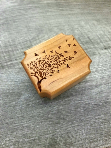 Engraved Handmade Personalized Mini Tree with Birds Urn, Small Urn, Sharable Urn, Pocket Urn, Rememberance Urn