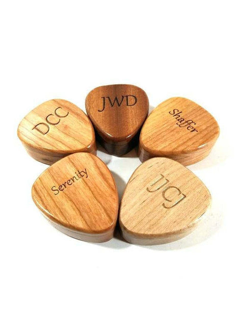 Custom Text Pick Box, Custom Laser Engraved Handmade Pick Box