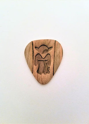 Personalized Handmade Yoda Wooden Guitar Pick, Custom Wood Guitar Plectrum