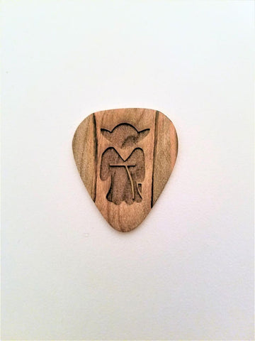 Personalized Handmade Yoda Wooden Guitar Pick, Custom Wood Guitar Plectrum