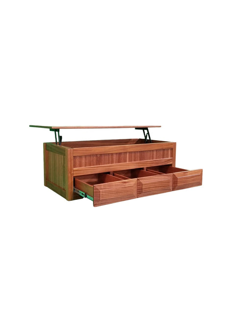 Handmade Hardwood Coffee Table with Drawers and Lift Option, Rustic Farmhouse Coffee Table