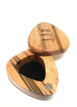 Custom Engraved Handmade Wood Guitar Pick Box Wolf Design, Wood Guitar Picks, Wood Pick Case