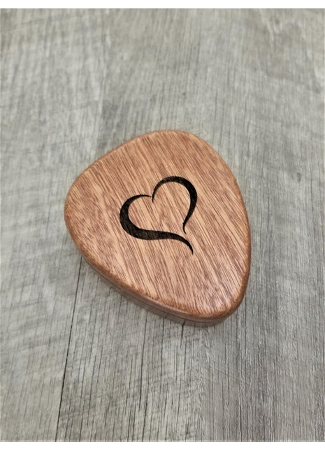 Heart Design Pick Box Add Text, Custom Laser Engraved Handmade Pick Box