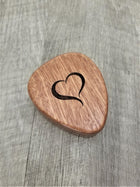 Custom Engraved Handmade Wood Guitar Pick Box Heart Design, Wood Guitar Picks, Wood Pick Case