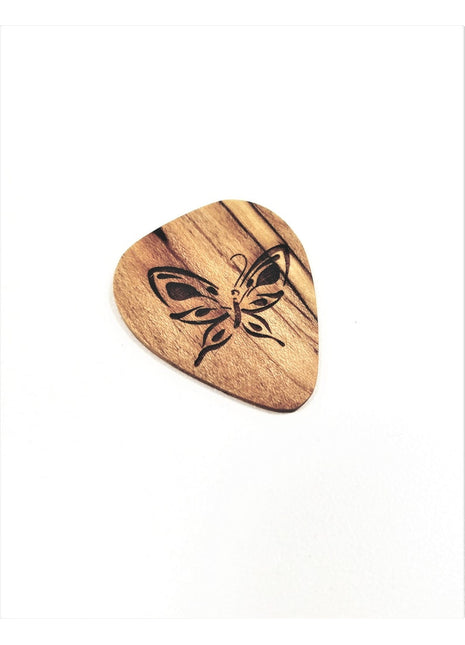 Butterfly Wooden Guitar Pick, Add Text, Personalized Handmade Laser Engraved Guitar Plectrum